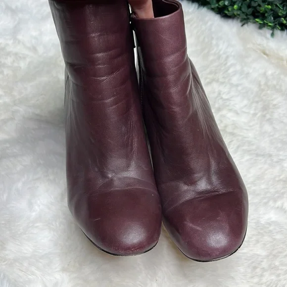 Aldo Leather Ankle Booties Size Eur 6.5 wine color block heel - Picture 8 of 13